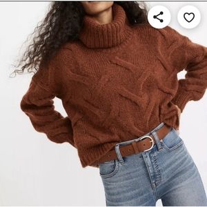 COPY - MADEWELL Somervell Modern Cable Turtleneck Oversize Pullover Wool Size S…